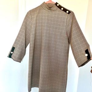 ZARA business casual patterned dress with pearls